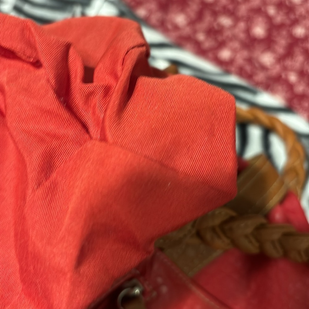 Rosetti Red Orange purse two handles brown accent 2 main inside pockets - Picture 10 of 15